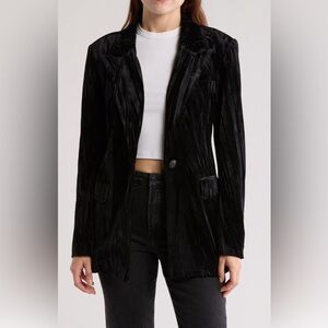 Wishlist Black Velvet One-Button Blazer